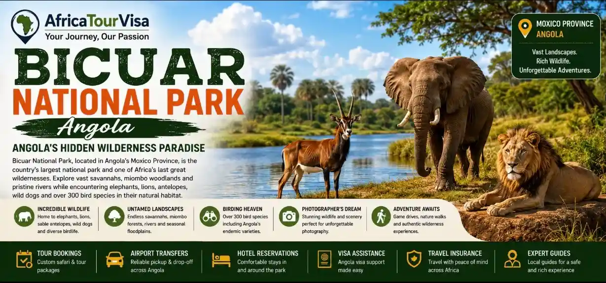 Bicuar National Park landscape and wildlife in Angola
