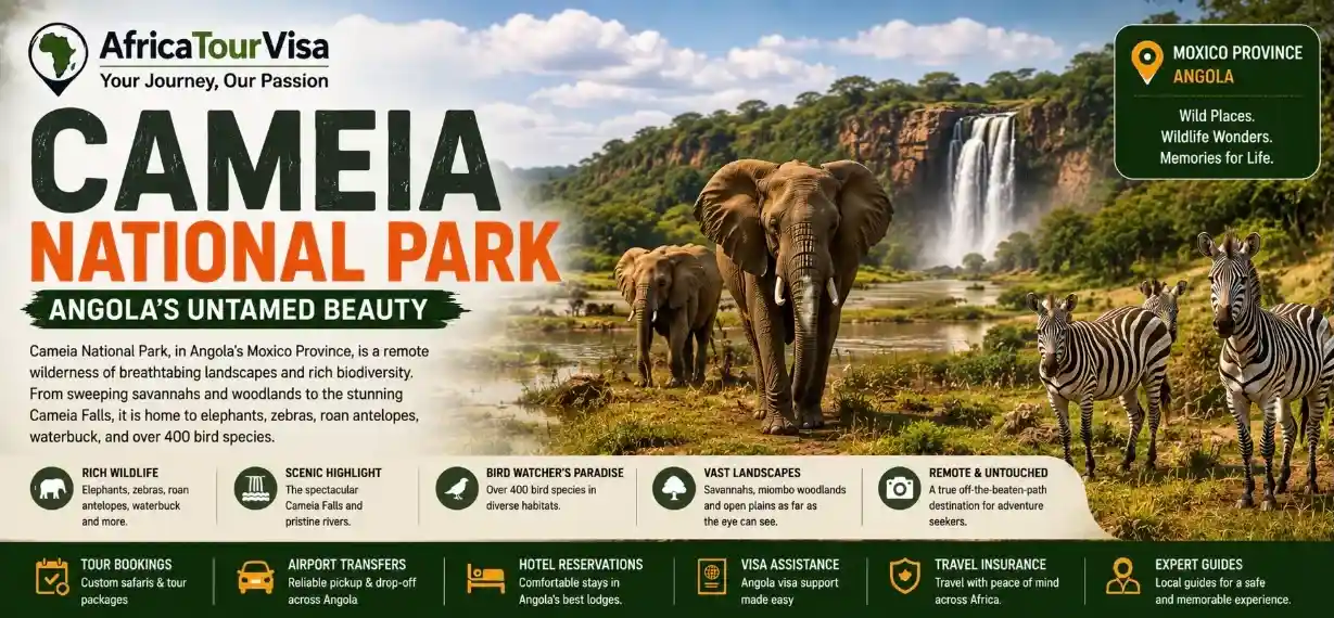 Cameia National Park landscape and wildlife in Angola